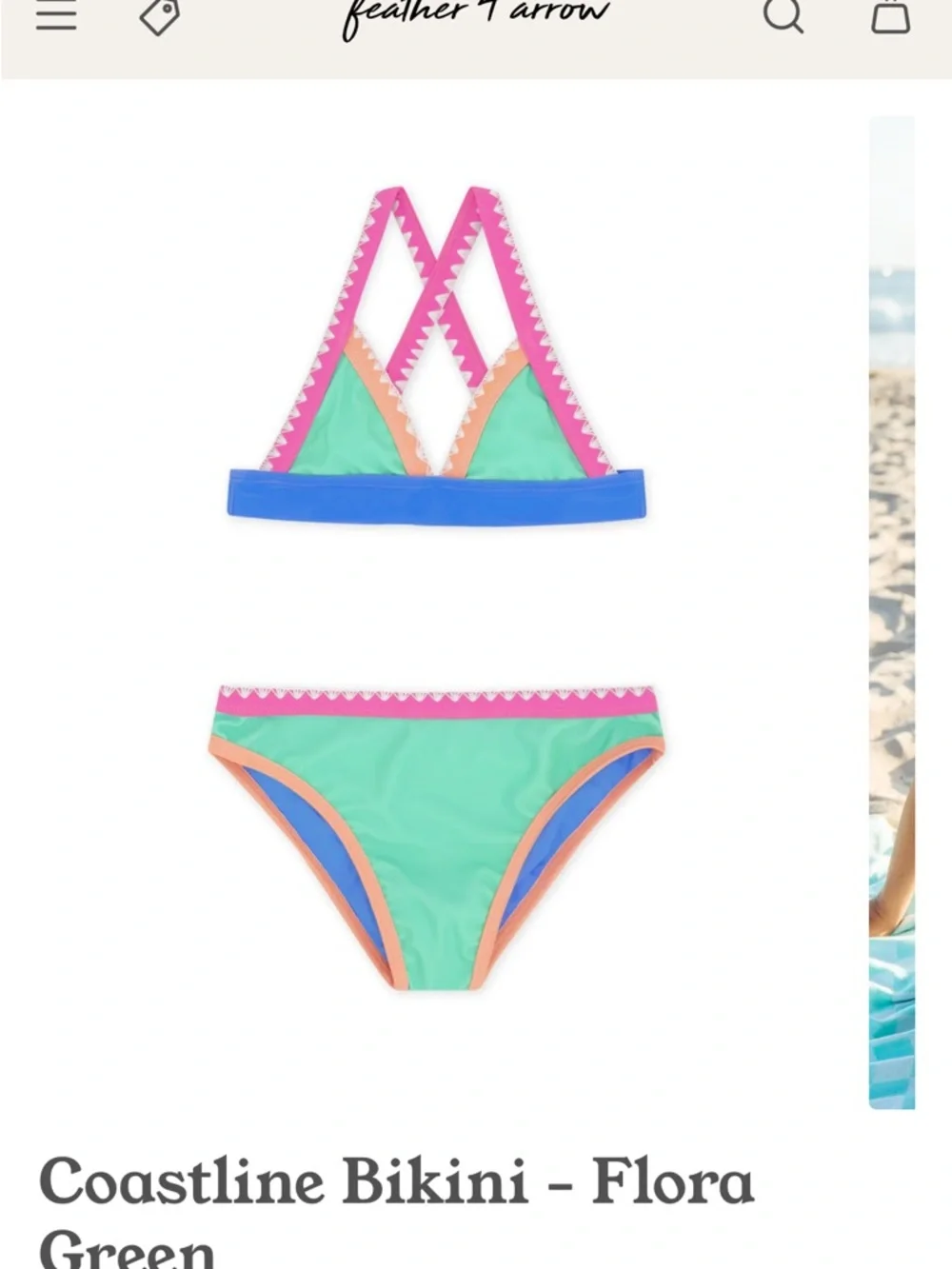 Girls Feather 4 Arrow Coastline Bikini - Flora Green (size 6)